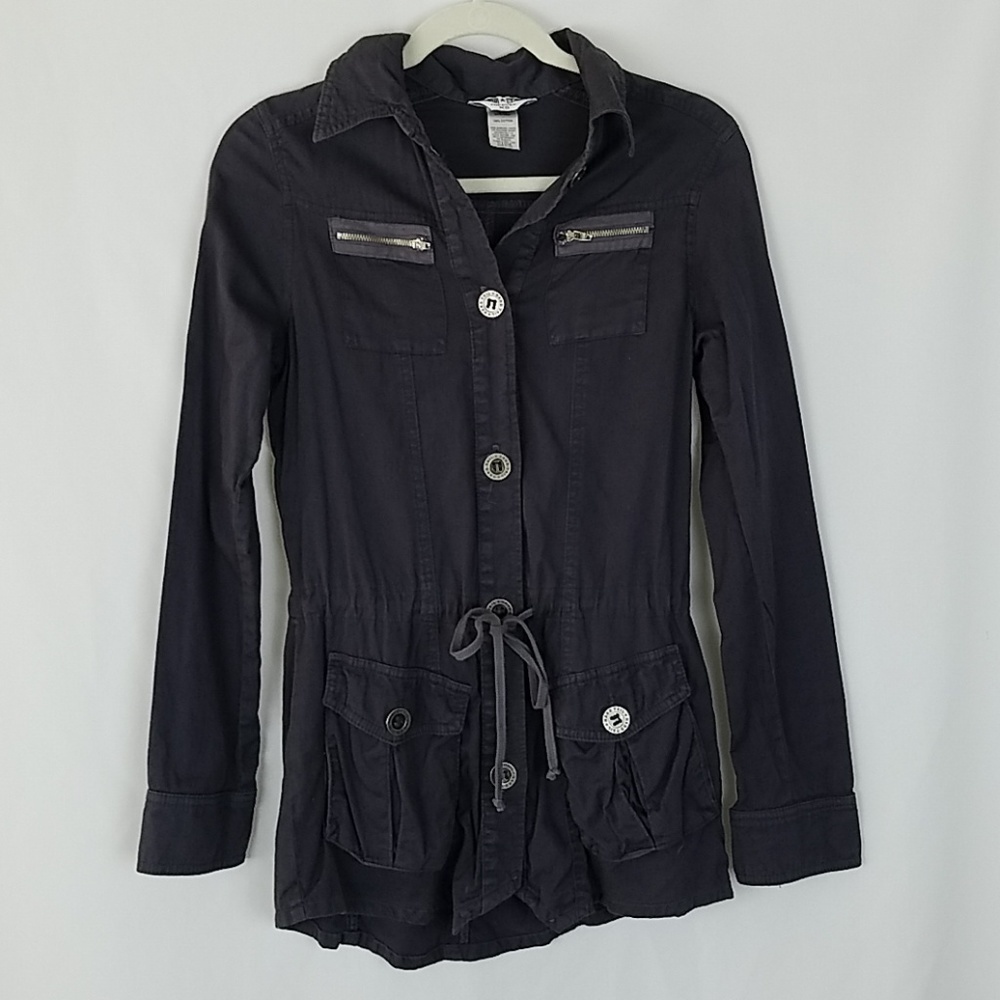 Hard‎ Tail women XS military style thin jacket pull waist pockets gorpcore